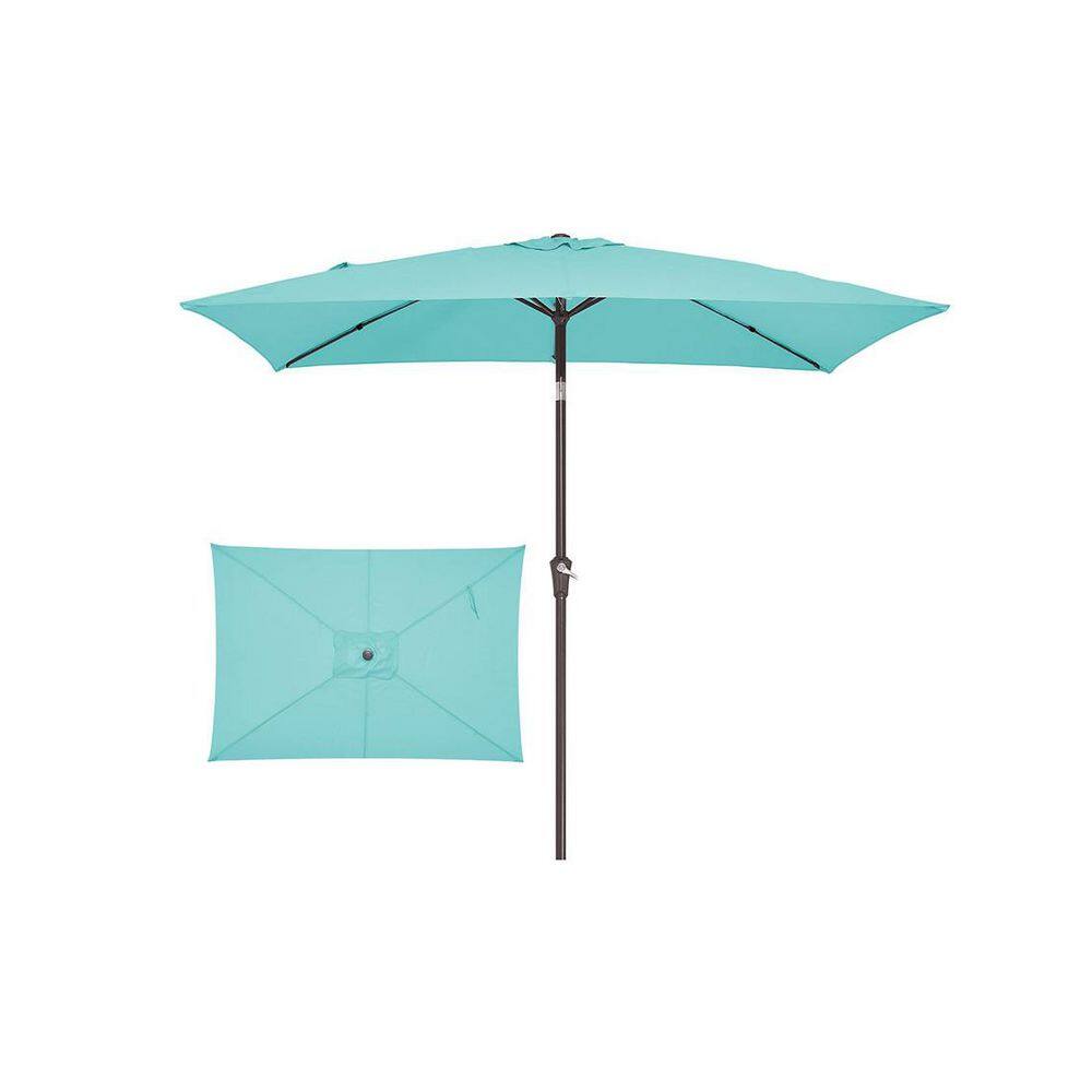 78 in. Rectangular Patio Umbrella Outdoor Market Table Umbrella Push Button Tilt Crank UV Protection Peacock Blue price history on PriceWatchPro