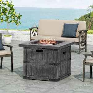 30 in. 40,000 BTU Square MGO Concrete Gas Outdoor Patio Fire Pit Table in Grey