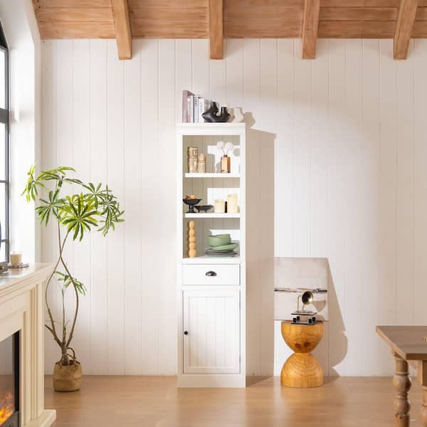 White 75 in. Accent Cabinet, Pantry Cabinet with 1 File Drawer, Storage & Cabinet