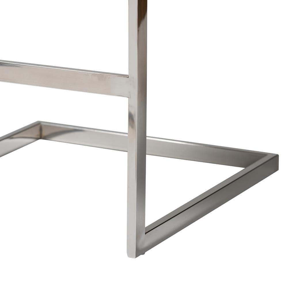 Toulan White Faux Leather Stainless Steel Barstool Set