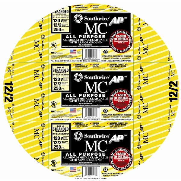 Southwire 12/2 x 250 ft. Stranded AL MCAP (Metal Clad All-Purpose) Armored Cable