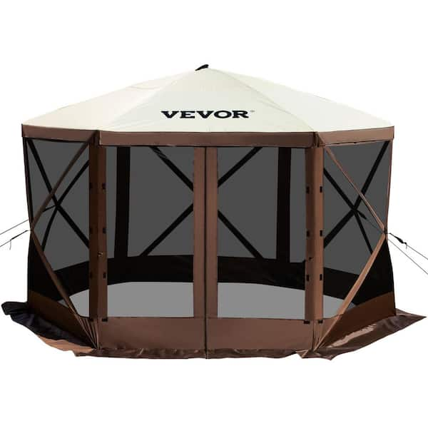 VEVOR Gazebo Screen Tent 12 x 12 ft. 6 Sided Pop up Camping Canopy Shelter Tent with Mesh Windows Portable Carry Bag MZY612FT12FT604DRV0 0806 The Home Depot