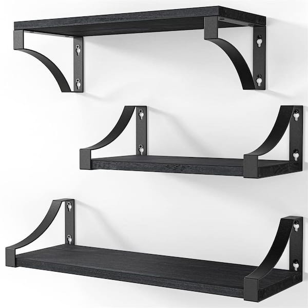 Floating Shelves Set of 4, Black Metal Shelf, Wall Mounted Shelves