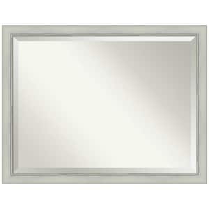 Medium Rectangle Flair Silver Beveled Glass Modern Mirror (34 in. H x 44 in. W)