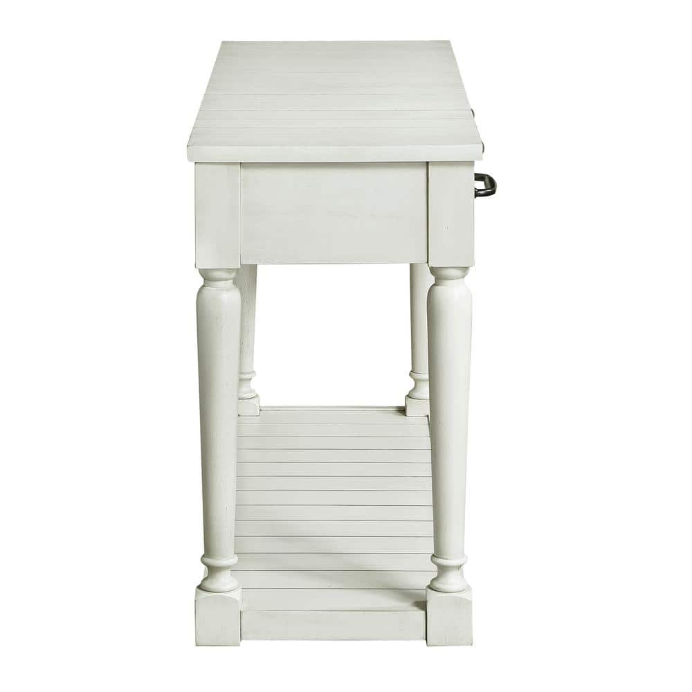 Hemingway Transitional Alabaster White Rectangular Sofa Table with Storage