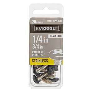 1/4 in. x 3/4 in. Black Stainless Steel Phillips Pan Head Standard Sheet Metal Screw (20-Pack)