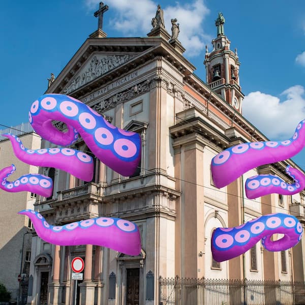 Joyfy Multi-Color Halloween Inflatable Giant Octopus Tentacle Made of Polyester (3-Pieces)