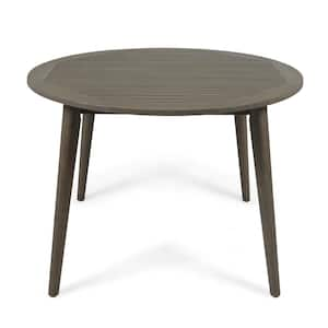 Gray Round Acacia Wood 30 in. Height Outdoor Dining Table