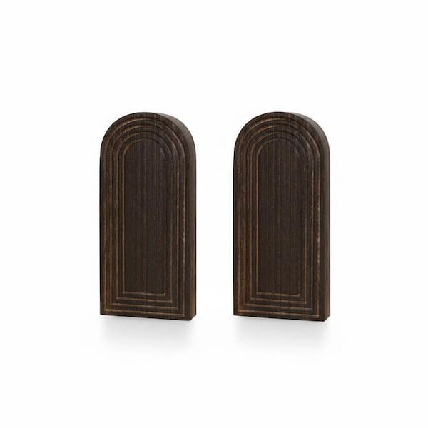 2 Pack Wooden Wall Vase (13.4 in. L x 6.7 in. W x 3.8 in. H) - Dark Brown, Modern Farmhouse & Boho Decor