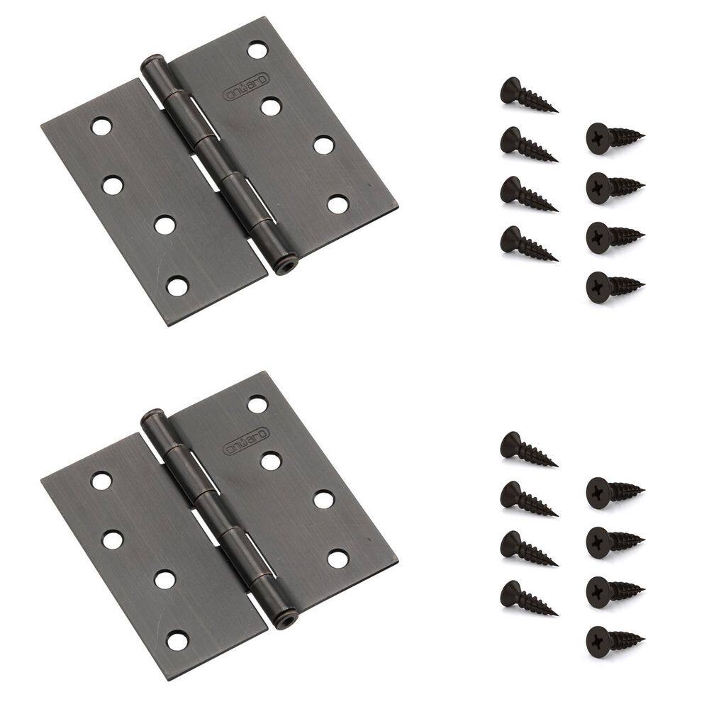 4 in. x 4 in. Oil-Rubbed Bronze Full Mortise Butt Hinge with Removable Pin (2-Pack) price history on PriceWatchPro