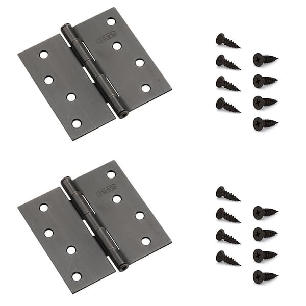 Onward 4 in. x 4 in. Oil-Rubbed Bronze Full Mortise Butt Hinge with Removable Pin (2-Pack)
