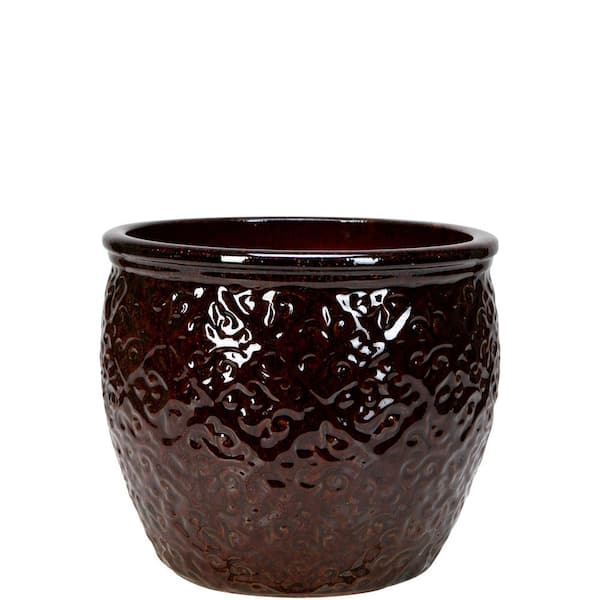 Unbranded 12 in. Tropical Red Ceramic Lumaris Planter