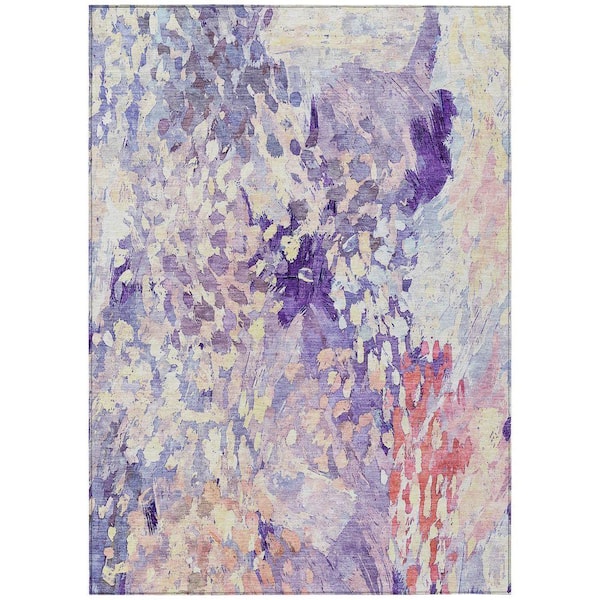 Chantille Machine Washable Indoor/Outdoor Abstract ACN2736 Purple 5 ft. x 7 ft. 6 in. Area Rug