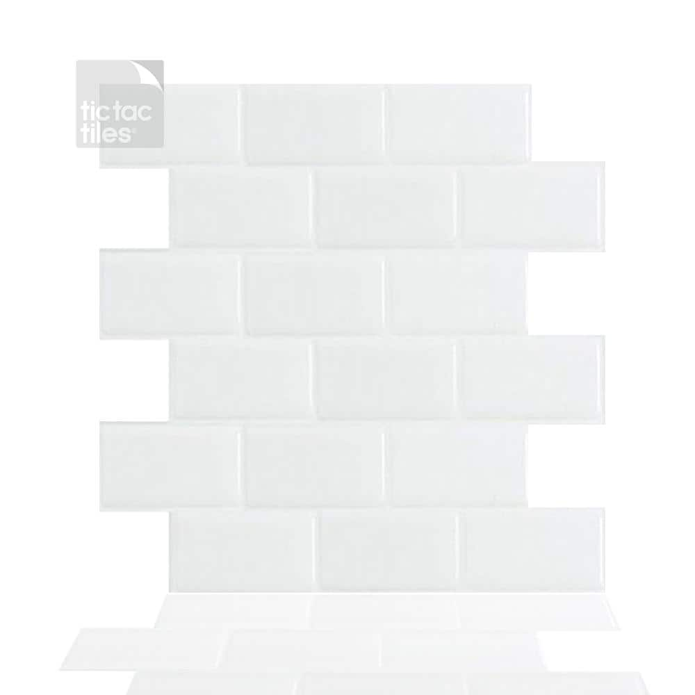 Tic Tac Tiles Subway White 12 In W X 12 In H Peel And Stick Self Adhesive Decorative Mosaic Wall Tile Backsplash 10 Tiles Hd Bbw51 10 The Home Depot