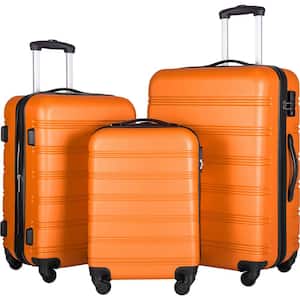 3-Piece Orange Spinner Wheels Luggage Set with TSA Lock