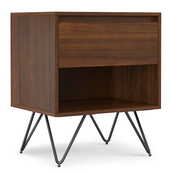 Hunter 20 in. Wide Industrial Modern 1 Drawer Nightstand in Walnut