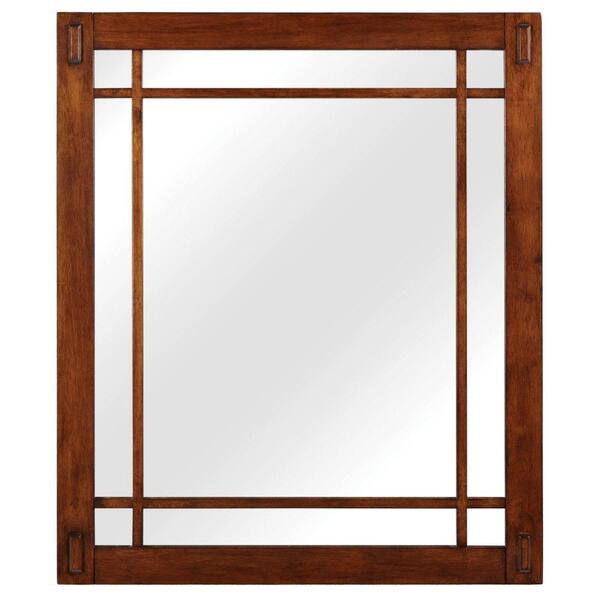 Home Decorators Collection Artisan 26 in. W x 30 in. H Framed Single Wall Mirror in Dark Oak