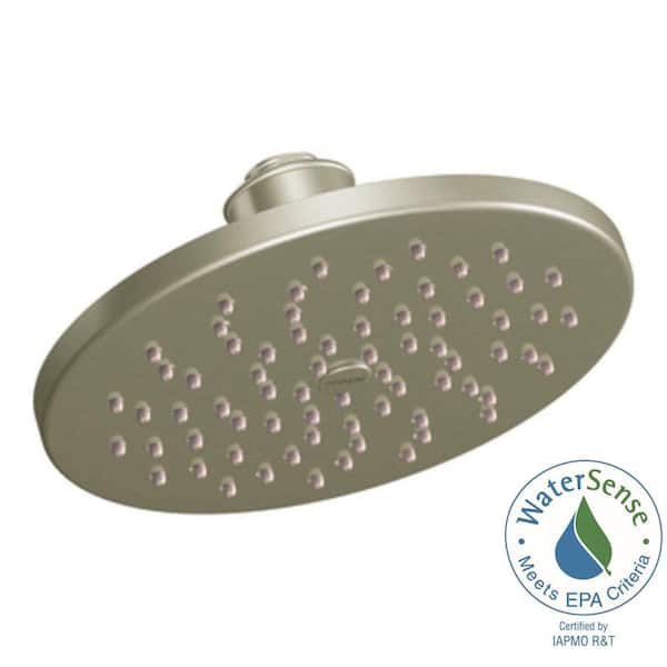 MOEN Eco-Performance 1-Spray 8 in. Single Tub Wall Mount Fixed Shower Head in Brushed Nickel