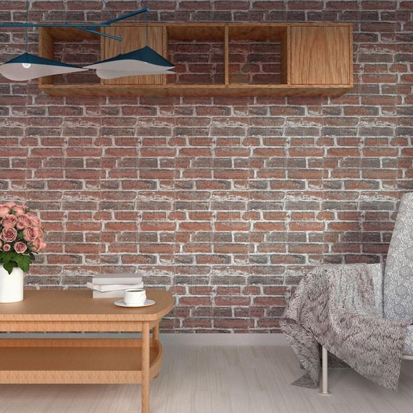 Red 3D Wall Panels Peel and Stick with XPE Foam 3D Wallpaper and Faux Brick Wall Panel for Bedroom, Stairs, Kitchen