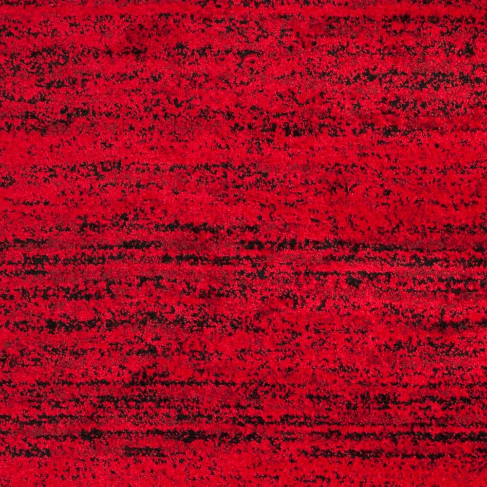 Red and Black Striped Synthetic 6' x 9' Area Rug
