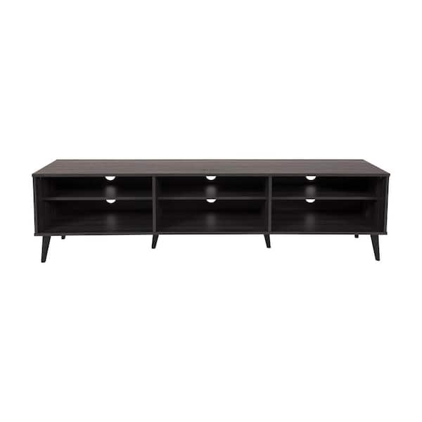 CorLiving Cole 71 in. Dark Grey TV Bench with Open Adjustable Shelves Fits TV's up to 85 in.