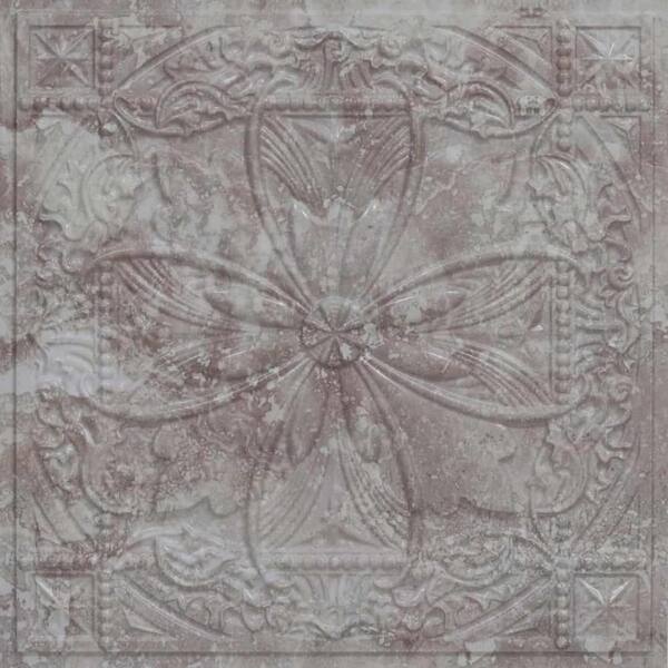 FROM PLAIN TO BEAUTIFUL IN HOURS Helena Marbella 2 ft. x 2 ft. PVC Glue-up or Lay-in Faux Tin Ceiling Tile (100 sq. ft./case)