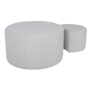 Beige Upholstered Nesting Coffee Tables (Set of 2), Footrest, Ottoman and Seat for Living Room Bedroom Entryway Office