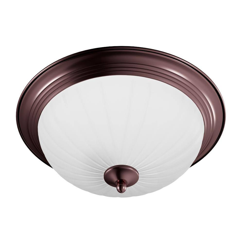 Elegant Bronze and Glass 13.5" Contemporary Flush Mount Light