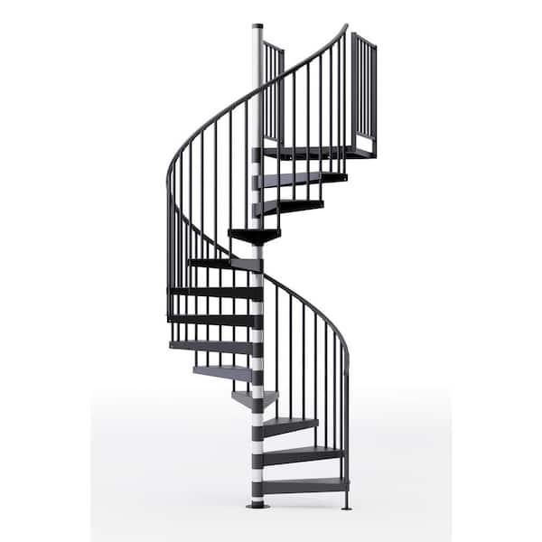 Mylen STAIRS Reroute Prime Interior 60in Diameter, Fits Height 85in - 95in, 2 42in Tall Platform Rails Spiral Staircase Kit