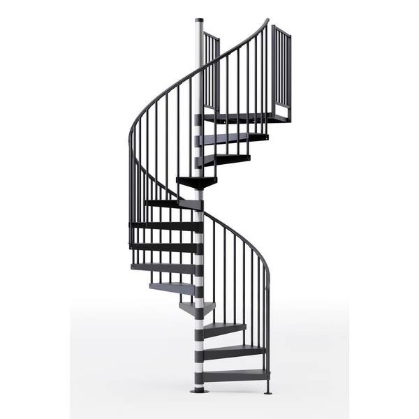 Mylen STAIRS Reroute Prime Interior 60in Diameter, Fits Height 102in - 114in, 2 36in Tall Platform Rails Spiral Staircase Kit