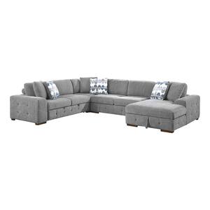 Laconia 143 in. Straight Arm 4-Piece Chenille Sectional Sofa in Gray with Right Chaise