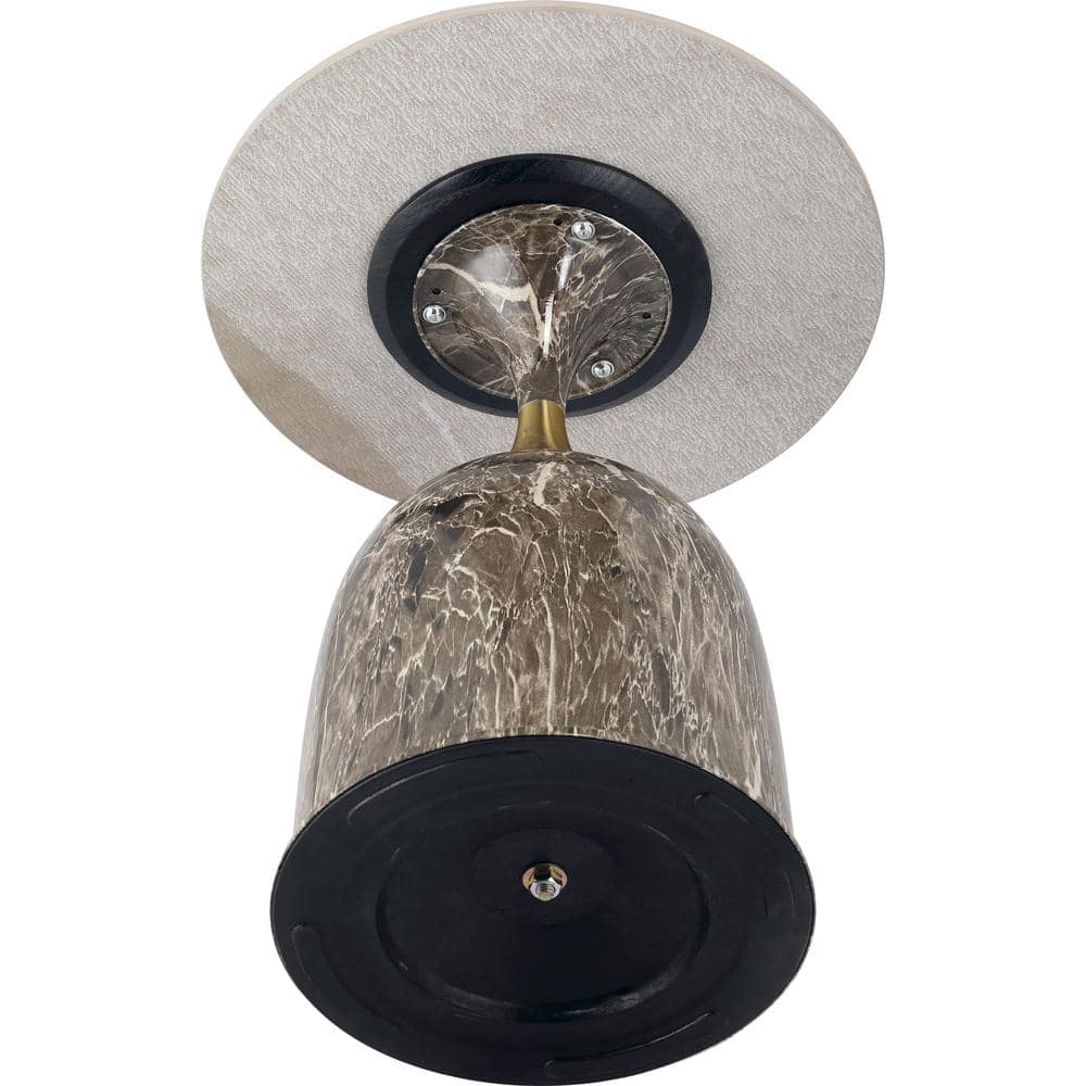 Marbled Brown Round Sintered Stone Side Table with Gold Neck