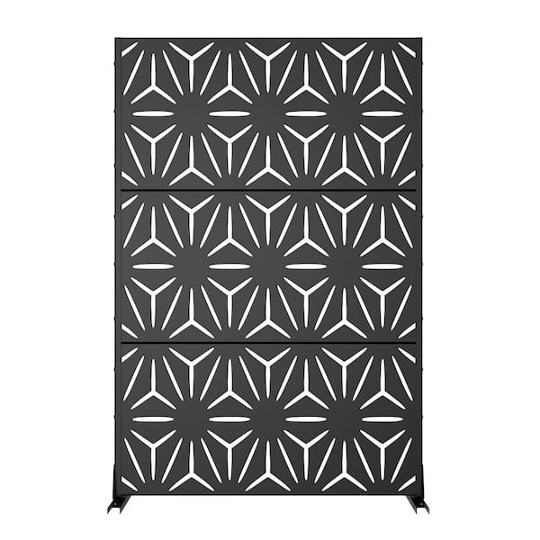 6 ft. H x 4 ft. W Metal Privacy Screen Fence Panel Black