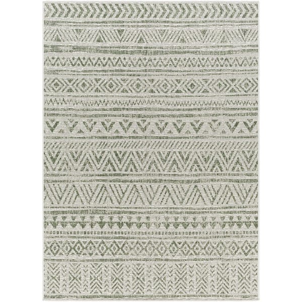 Eagean Green Geometric 8 ft. 10 in. x 12 ft. Indoor/Outdoor Area Rug