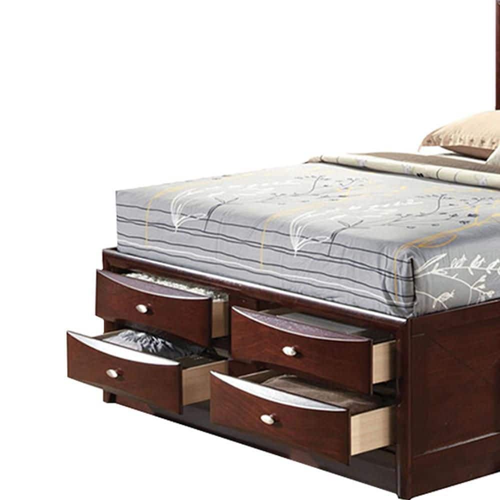 Espresso Full Platform Bed with Storage and Bookcase Headboard