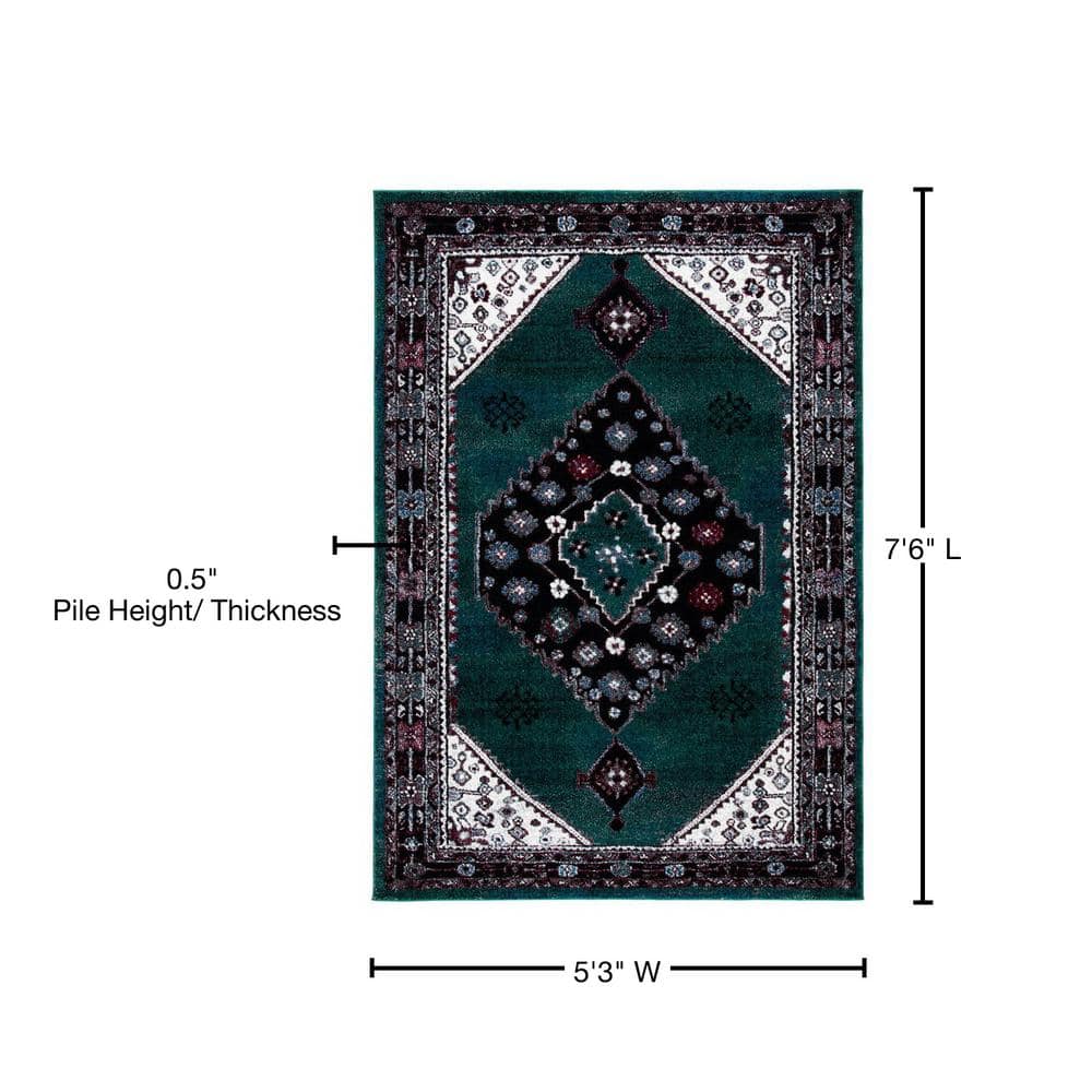 Hand-Knotted Elegance Synthetic Rectangular Rug in Black and Green