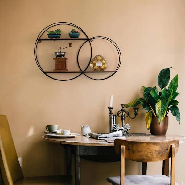 Vintiquewise Interlinked Round Wall-Mounted Shelf Sturdy Metal