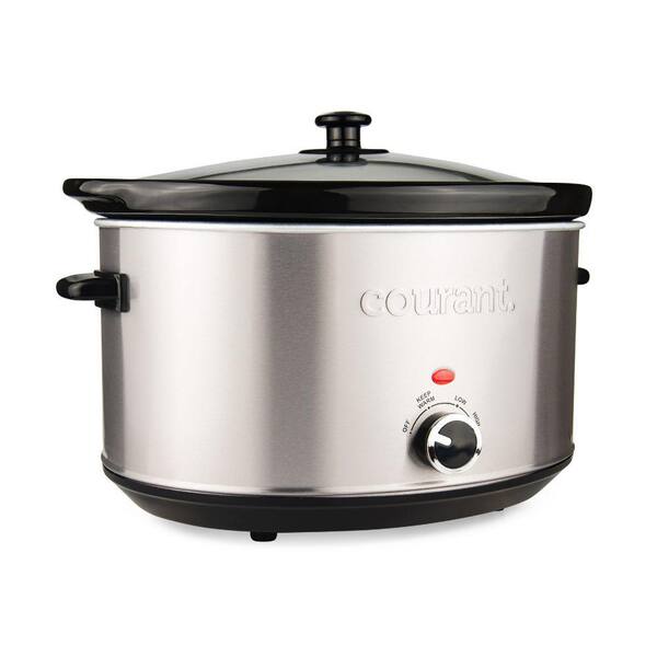 Courant Oval Slow Cooker Crock, with Easy Options 8.5 Quart Dishwasher Safe  Pot, Stainless Steel