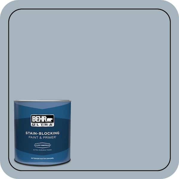 BEHR ULTRA 1 qt. #N480-3 Shadow Blue Extra Durable Satin Enamel Interior Paint & Primer