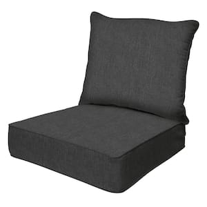 Outdoor Deep Seating Lounge Chair Cushion Textured Solid Charcoal Grey