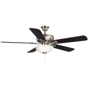 Rothley II 52 in. Indoor LED Brushed Nickel Ceiling Fan with Light Kit, Downrod, Reversible Motor and Reversible Blades