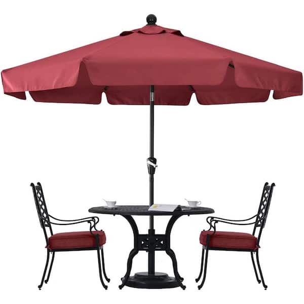 ABCCANOPY 9 ft. Aluminum Market Tilt Outdoor Patio Umbrella, Burgundy