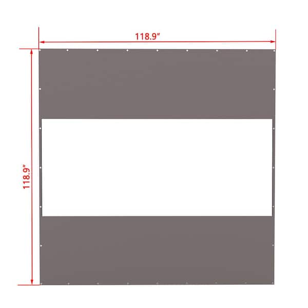 domi outdoor living 9.9 ft. x 9.9 ft. Gray Side Wall PVC Curtain with UV-Resistant and Waterproof Protection