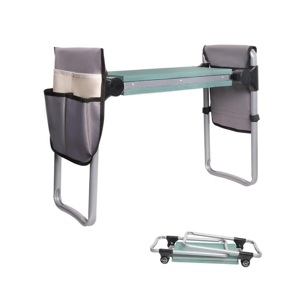 Garden Kneeler and Seat with 2 Tool Pouches, Foldable Garden Stool with EVA
