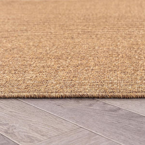 Geometric Natural/Jute Easy-Care Indoor/Outdoor Flat Woven 6 ft. 6 in. x 9 ft. Natural Area Rug