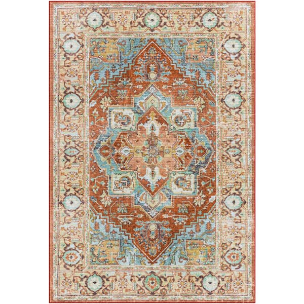 Livabliss Marion Burnt Orange 5 ft. x 7 ft. Indoor Machine-Washable Area Rug