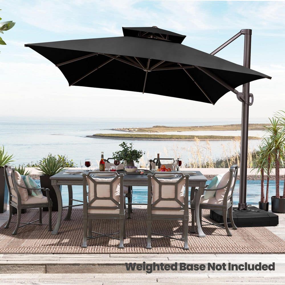 13 ft. x 10 ft. Double Top Rectangle Cantilever Patio Umbrella in Black -  Crestlive Products, CL-PU046BLK