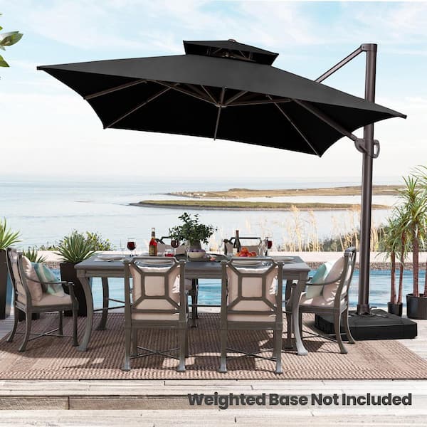 Crestlive Products 13 ft. x 10 ft. Double Top Rectangle Cantilever Patio Umbrella in Black