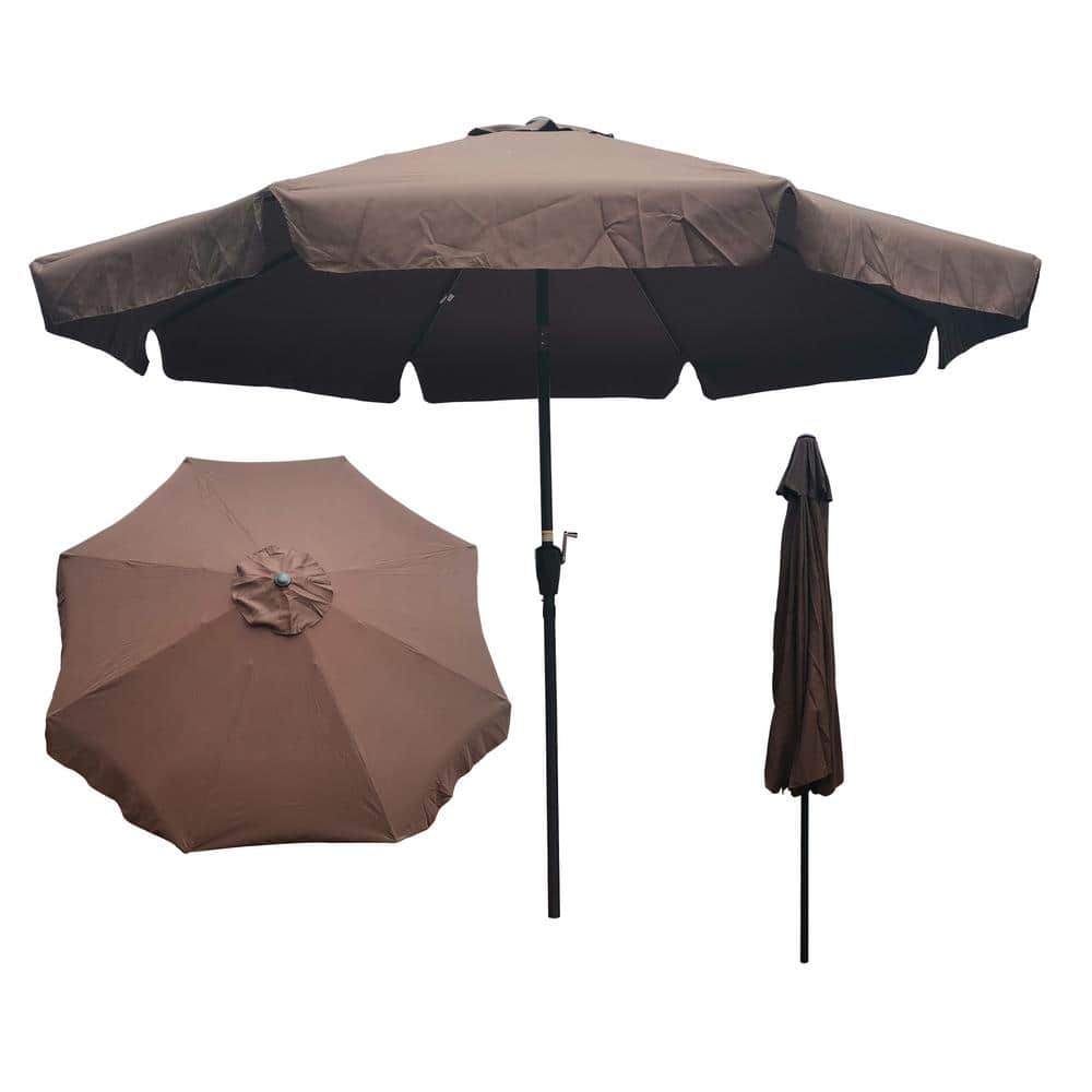 10 ft. Outdoor Patio Market Umbrella with Tilt with Crank Without Base Chocolate Anthracite Pole Size 1.49 in