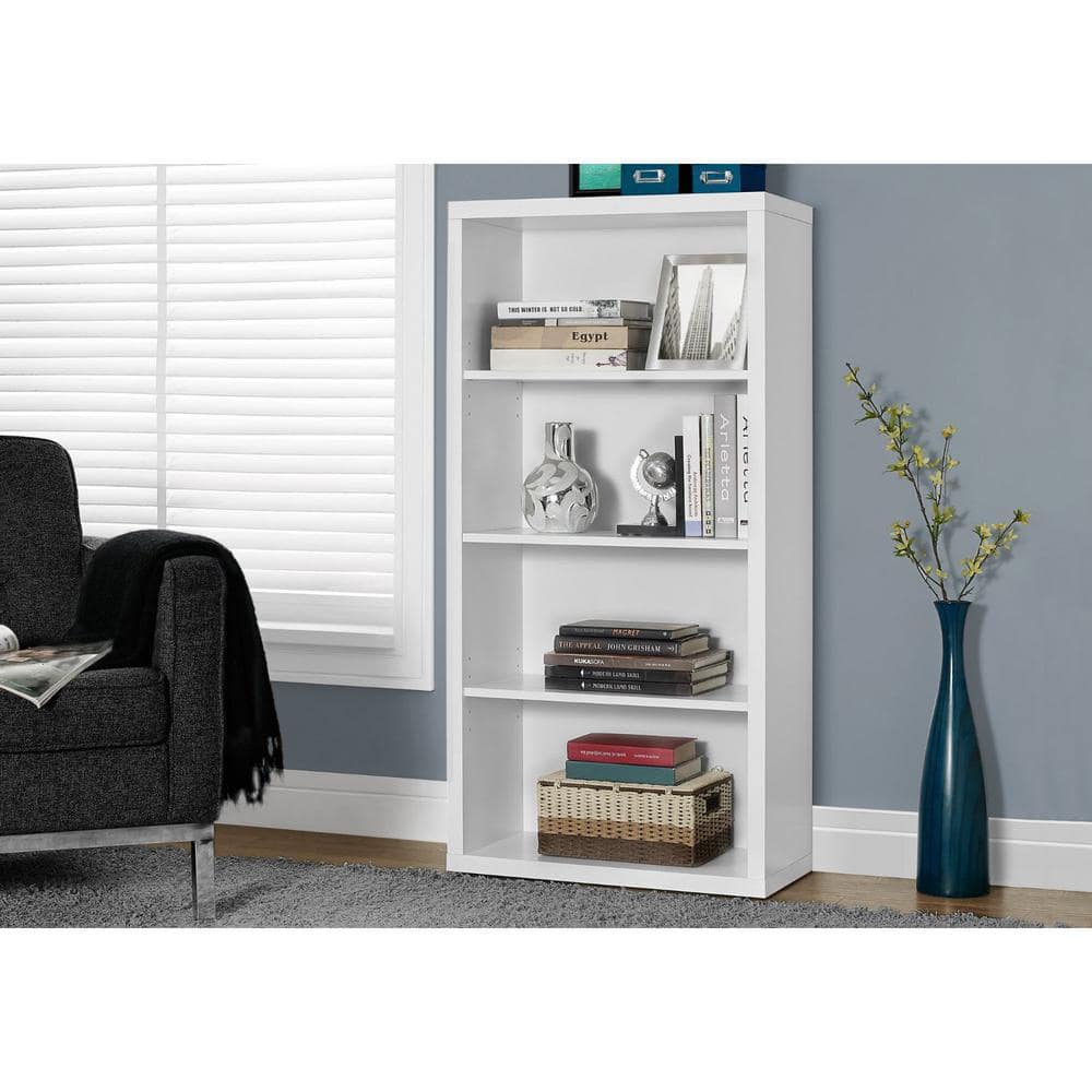 47.5" White Adjustable Particle Board and MDF Bookshelf
